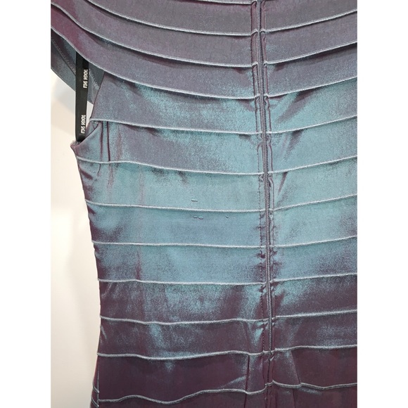 Tadashi Shoji Dress Taffeta Rosette Blue PETITE - Picture 3 of 7